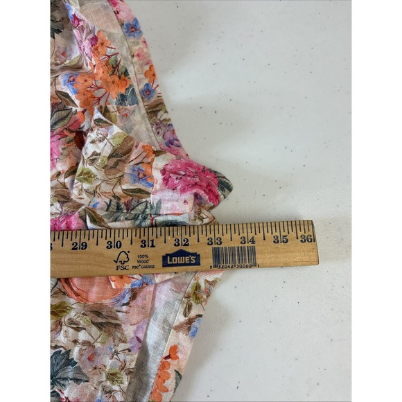& Other Stories Pink Floral Linen Puff Sleeve Belted Romper Size 6 Casual Travel - Picture 10 of 11
